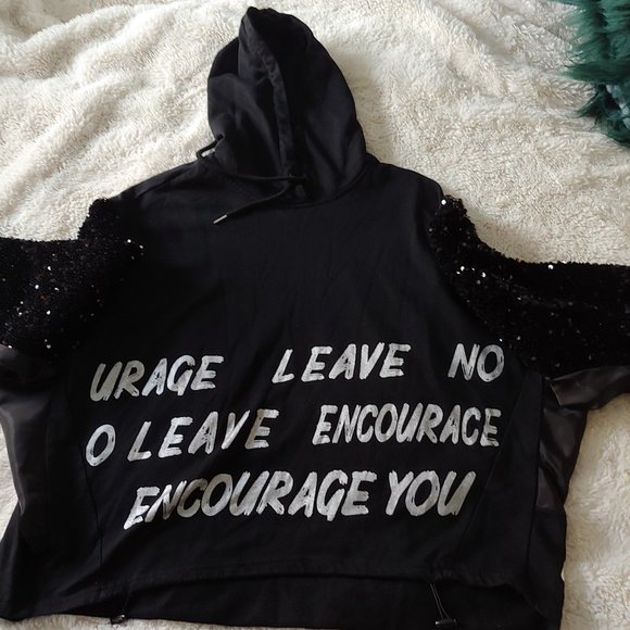 Nanhan hoodie with sequin balloon sleeves and quote - Picture 14 of 14